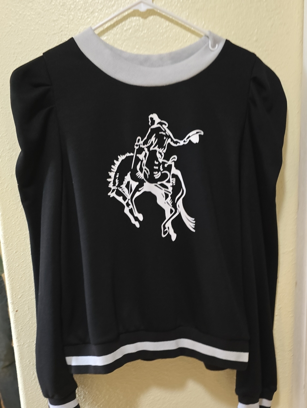 Women’s Black Pullover Sweatshirt with White Graphic